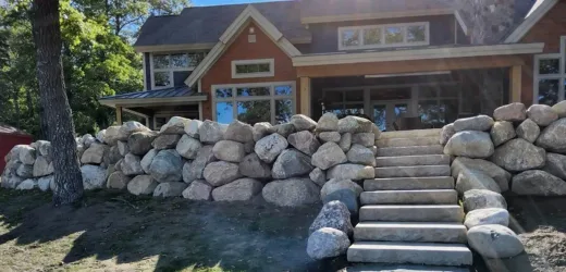 Stone walkway and landscaping project